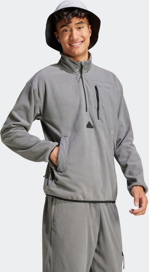 Adidas City Escape Polar Fleece Jack met Halflange Rits Grijs- Heren Grijs - Foto 3