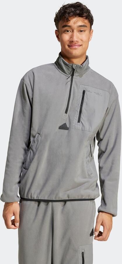 Adidas City Escape Polar Fleece Jack met Halflange Rits Grijs- Heren Grijs - Foto 6