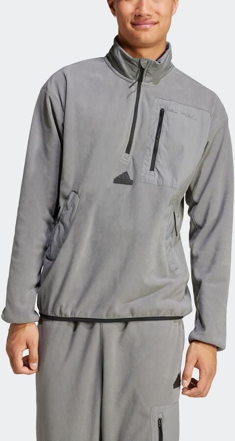 Adidas City Escape Polar Fleece Jack met Halflange Rits Grijs- Heren Grijs - Foto 4
