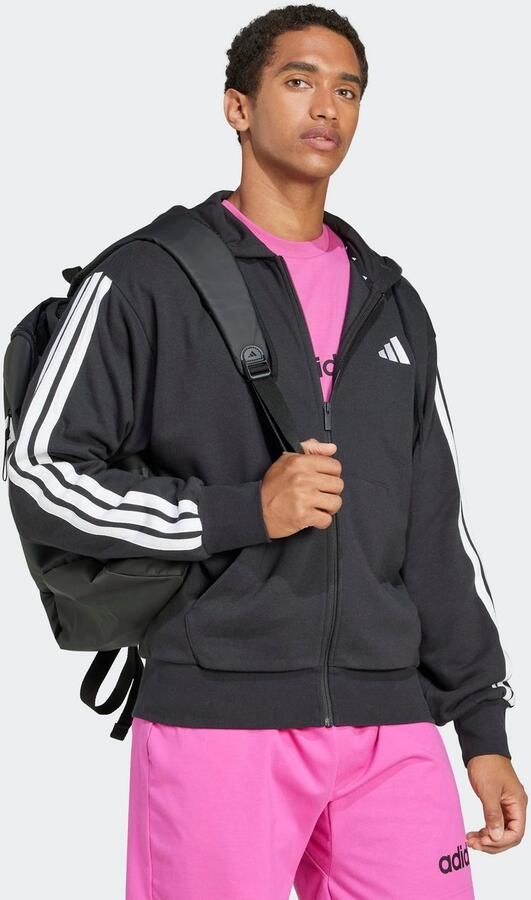 Adidas Essentials 3-Stripes French Terry Ritshoodie Zwart- Heren Zwart - Foto 3