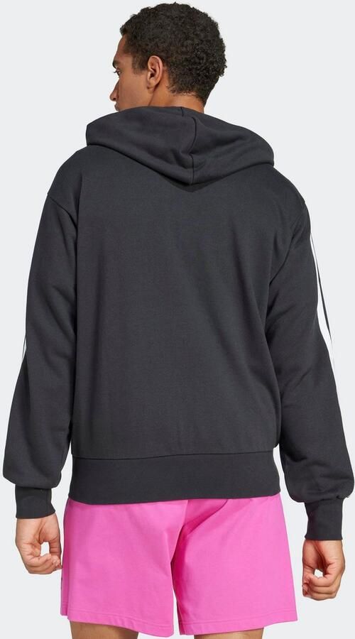 Adidas Essentials 3-Stripes French Terry Ritshoodie Zwart- Heren Zwart - Foto 4