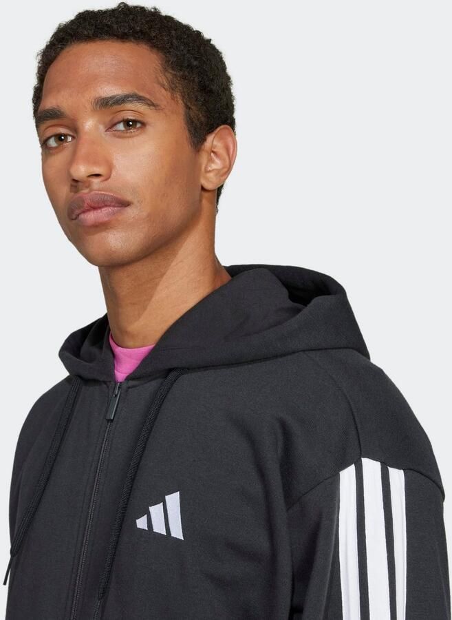 Adidas Essentials 3-Stripes French Terry Ritshoodie Zwart- Heren Zwart - Foto 2