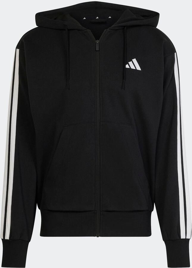 Adidas Essentials 3-Stripes French Terry Ritshoodie Zwart- Heren Zwart - Foto 4