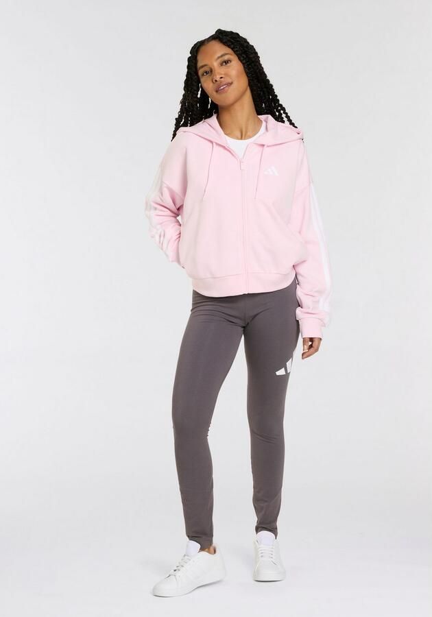 Adidas Essentials 3-Stripes French Terry Ritshoodie Roze- Dames Roze - Foto 3