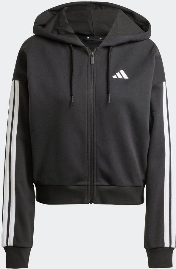 Adidas Essentials 3-Stripes French Terry Ritshoodie Zwart- Dames Zwart - Foto 4