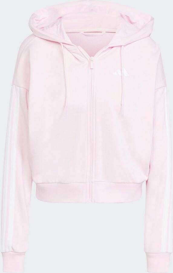 Adidas Essentials 3-Stripes French Terry Ritshoodie Roze- Dames Roze - Foto 4