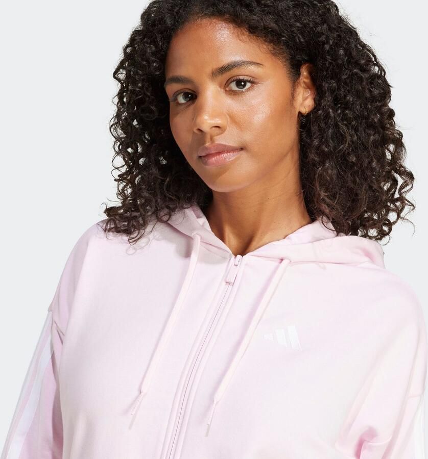 Adidas Essentials 3-Stripes French Terry Ritshoodie Roze- Dames Roze - Foto 2