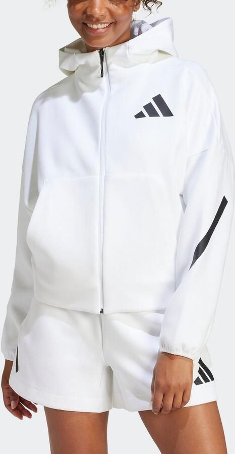 Adidas Witte Zip-Through Hoodie voor Vrouwen White Dames - Foto 12