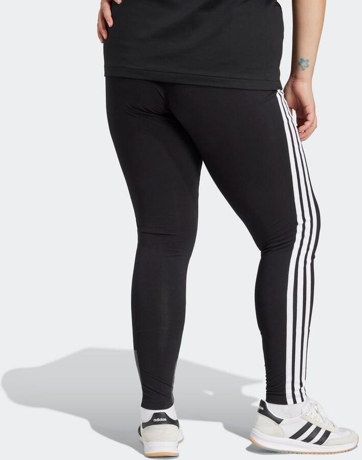 Adidas Essentials 3-Stripes Katoenen Legging (Grote Maat) Zwart- Dames Zwart - Foto 5