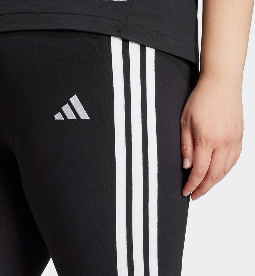 Adidas Essentials 3-Stripes Katoenen Legging (Grote Maat) Zwart- Dames Zwart