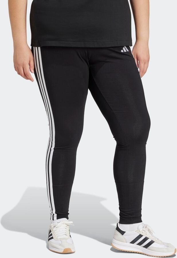 Adidas Essentials 3-Stripes Katoenen Legging (Grote Maat) Zwart- Dames Zwart - Foto 3