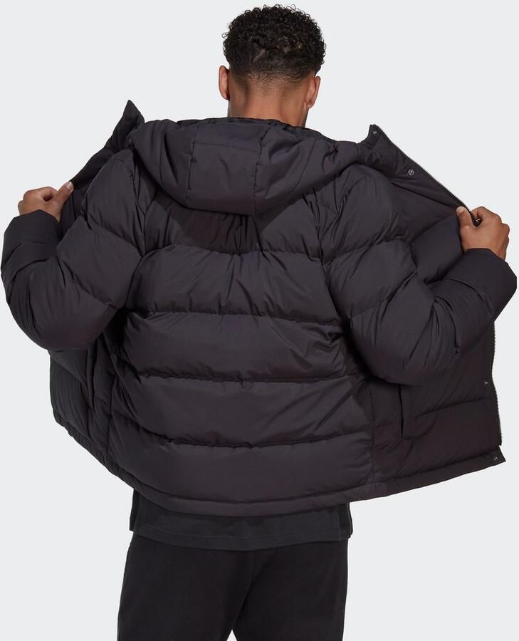 Adidas Helionic Donsjack met Capuchon Zwart- Heren Zwart - Foto 4