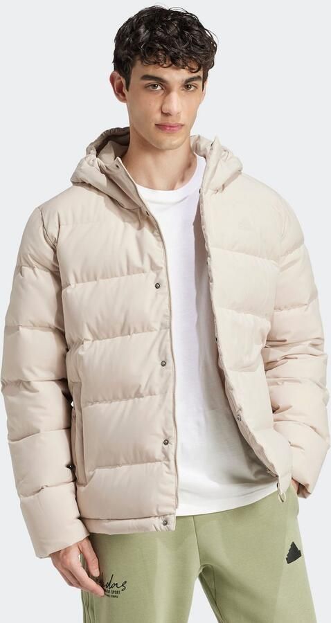 Adidas Helionic Donsjack met Capuchon Beige- Heren Beige - Foto 3