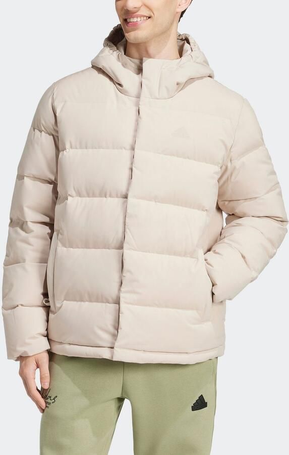 Adidas Helionic Donsjack met Capuchon Beige- Heren Beige