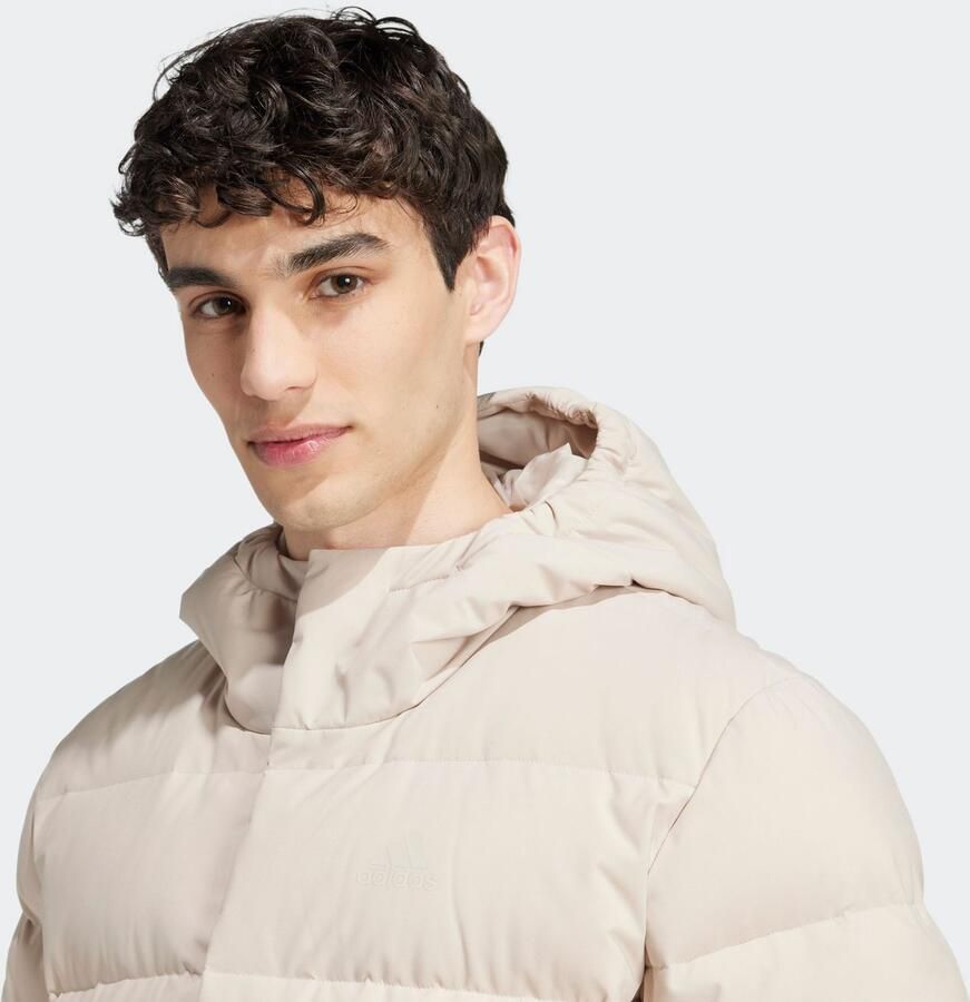 Adidas Helionic Donsjack met Capuchon Beige- Heren Beige - Foto 3