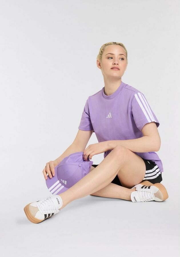 Adidas Essentials 3-Stripes Cotton Short Zwart- Dames Zwart - Foto 5