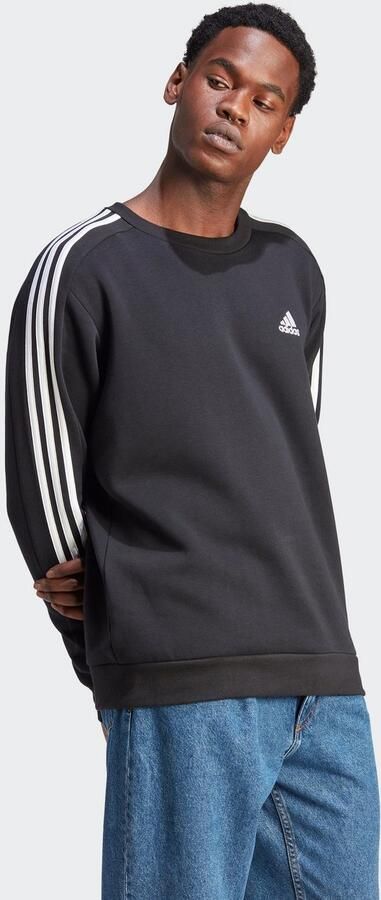 Adidas 3-Stripes Fleece Sweatshirt Sporty Style Black Heren - Foto 5