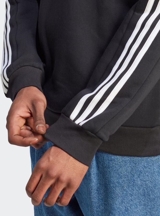 Adidas 3-Stripes Fleece Sweatshirt Sporty Style Black Heren - Foto 3