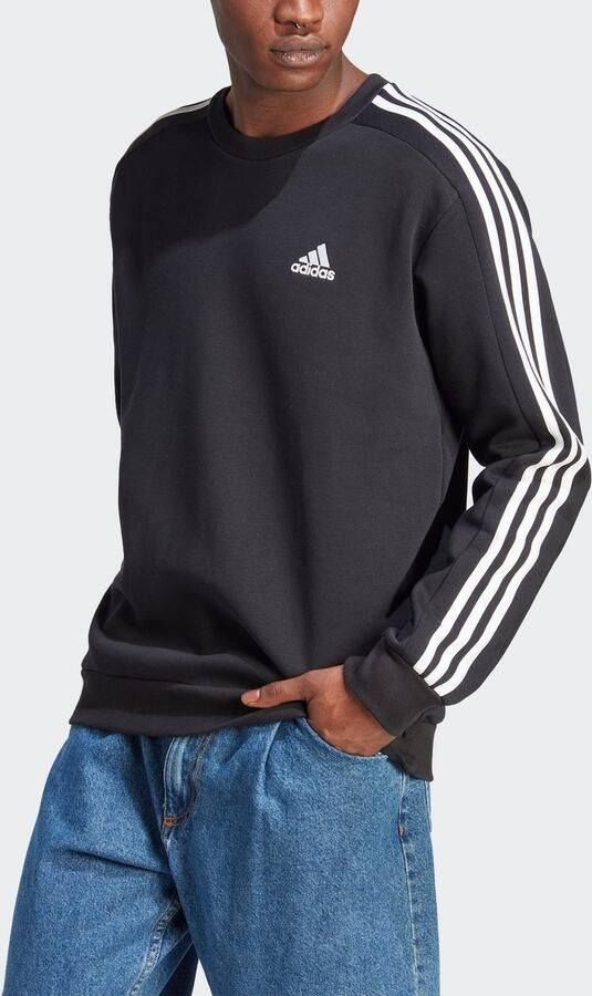 Adidas 3-Stripes Fleece Sweatshirt Sporty Style Black Heren - Foto 4