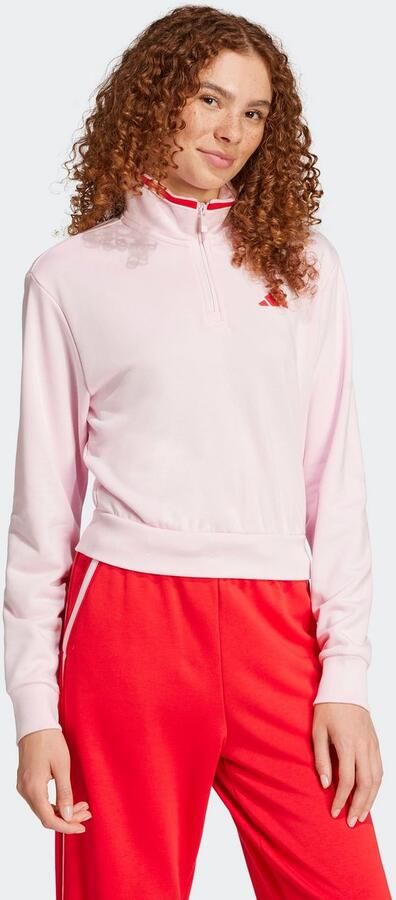 Adidas Essentials Color Pop French Terry Crop Trainingsjack met Korte Rits - Foto 5