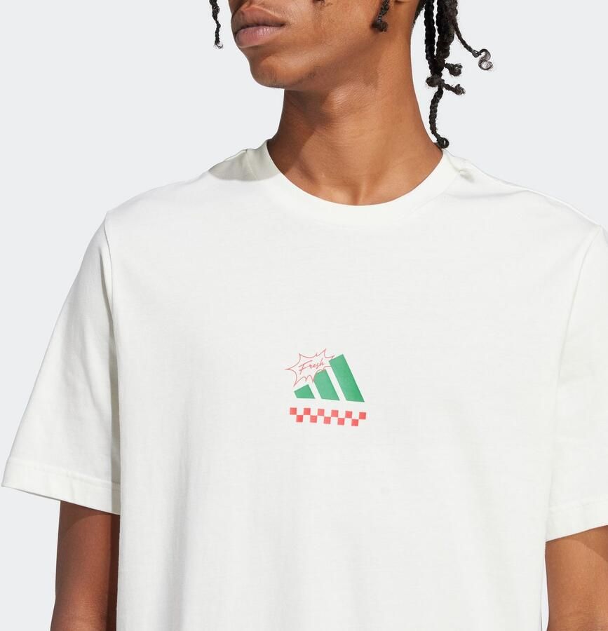 Adidas Sportswear T-shirt met labelprint model 'PIZZA'