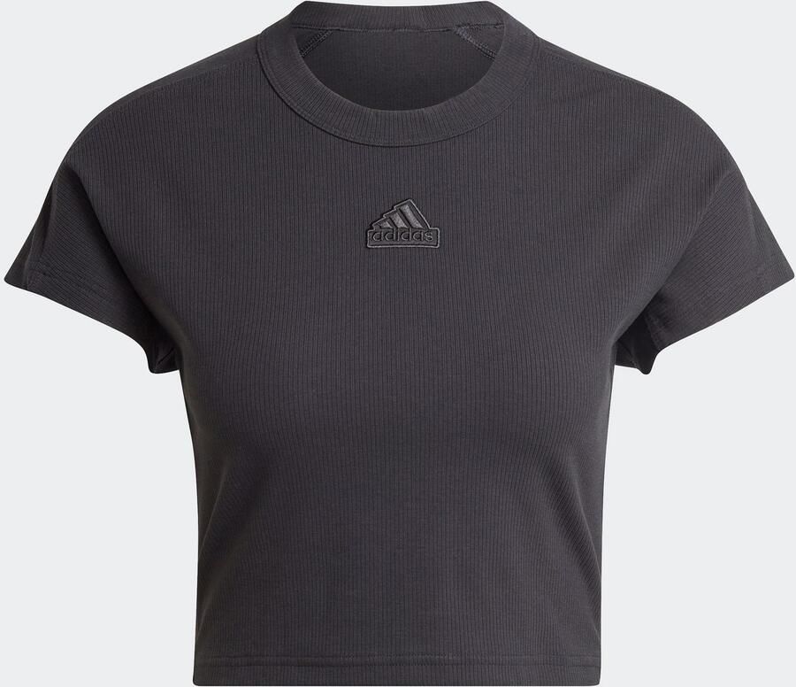 Adidas Lounge Ribbed Crop T-shirt Zwart- Dames Zwart - Foto 3
