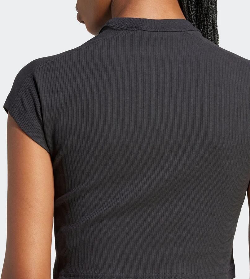Adidas Lounge Ribbed Crop T-shirt Zwart- Dames Zwart