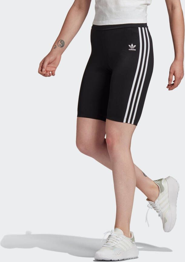 Adidas Originals Zwarte adicolor Dames Shorts met Contrasterende Banden Black Dames