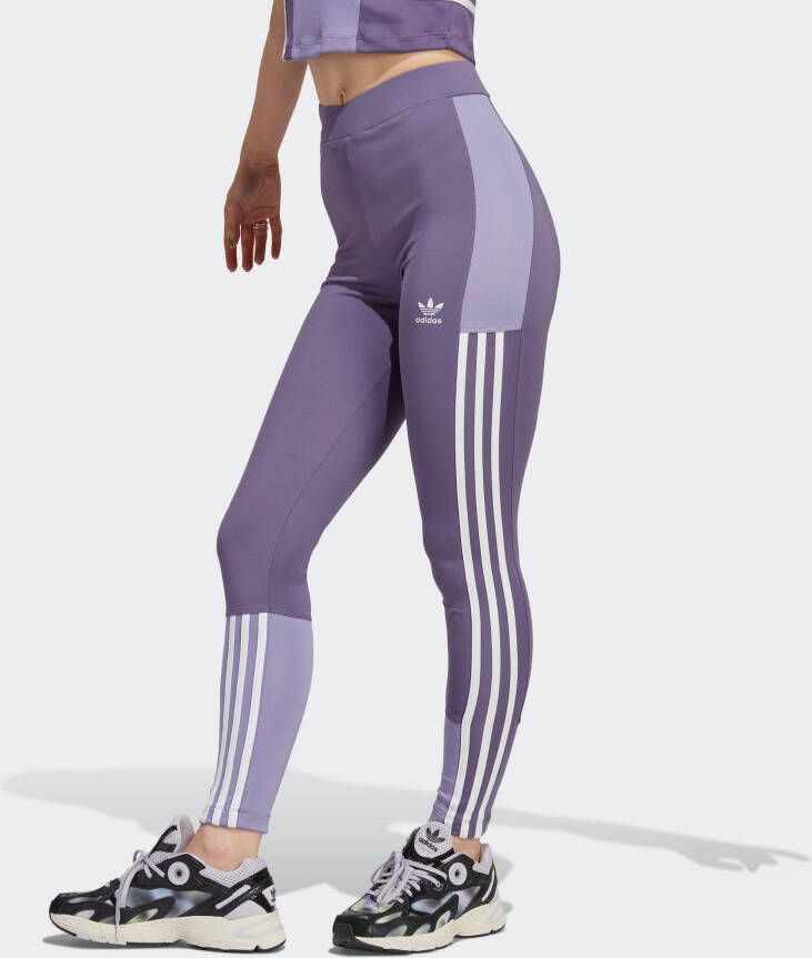 Adidas Originals Polyester Leggings met 3-Stripes Purple Dames