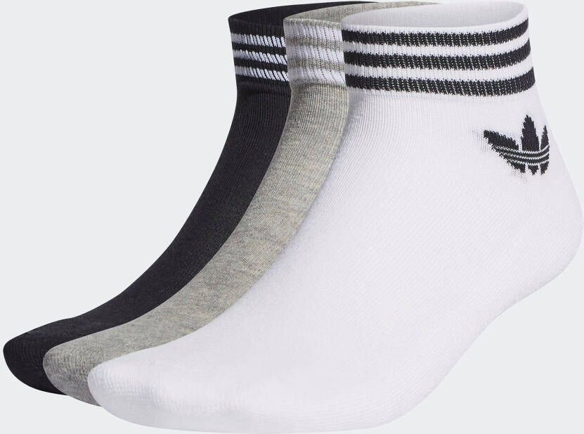 Adidas Originals Adicolor Trefoil Ankle Sokken (3 Pack) Middellang Kleding white medium grey heather black maat: 43-46 beschikbare maaten:35-38