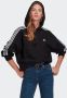 Adidas Zwarte Crop Hoodie met Geribbelde Boorden Black Dames - Thumbnail 2