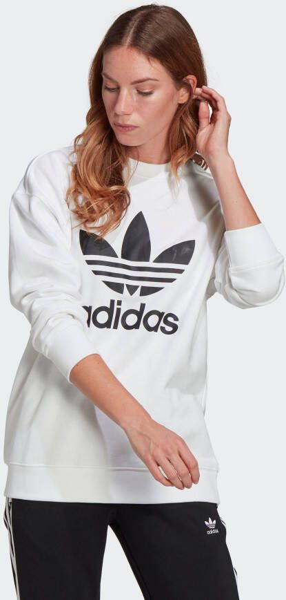 Adidas Originals Witte Crewneck Sweatshirt met Logo Print White Dames