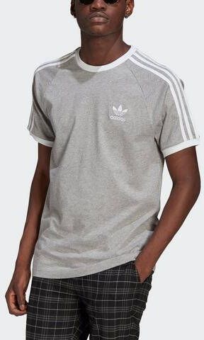 Adidas Originals Grijze Heren Sport T-Shirt met Logo Borduursel en 3-Stripes Gray Heren