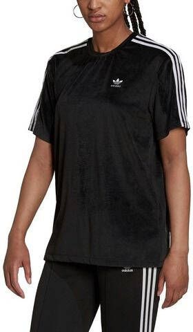 Adidas Originals Sportief Zwart T-shirt met Logo Borduursel en 3-Strepen Black Dames