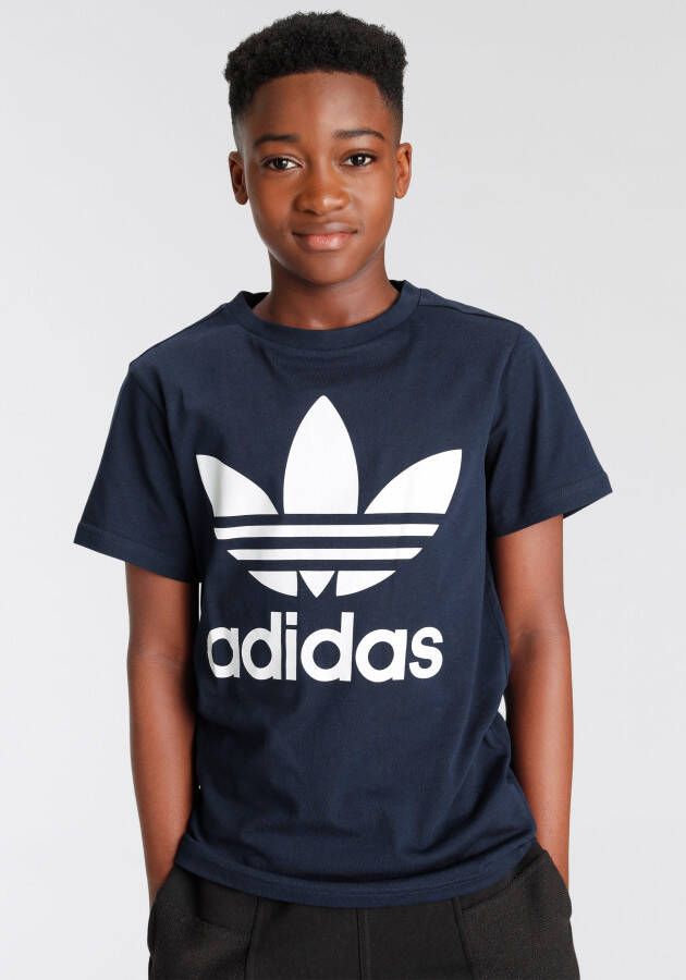 Adidas Originals T-shirt donkerblauw wit Katoen Ronde hals 152