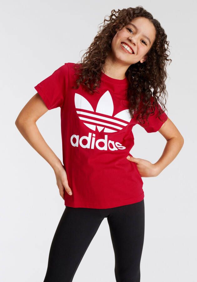 Adidas Originals T-shirt rood wit Katoen Ronde hals Logo 176