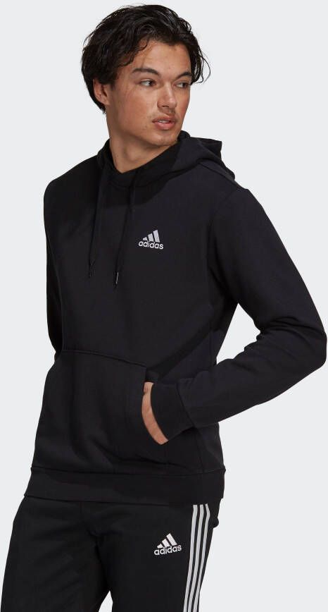Adidas Zwarte hoodie met verstelbare capuchon en voorzak Zwart Heren