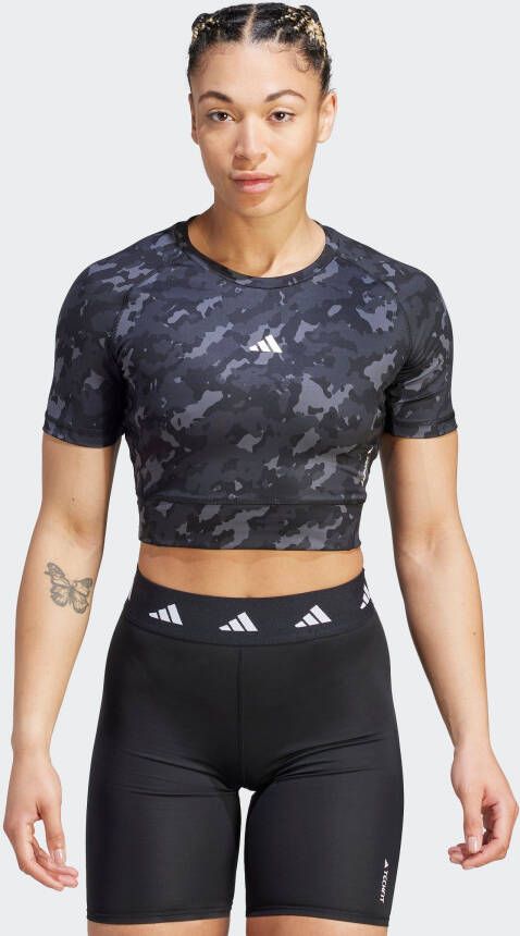 Adidas Performance T-shirt TECHFIT CAMO PRINT CROP TRAINING