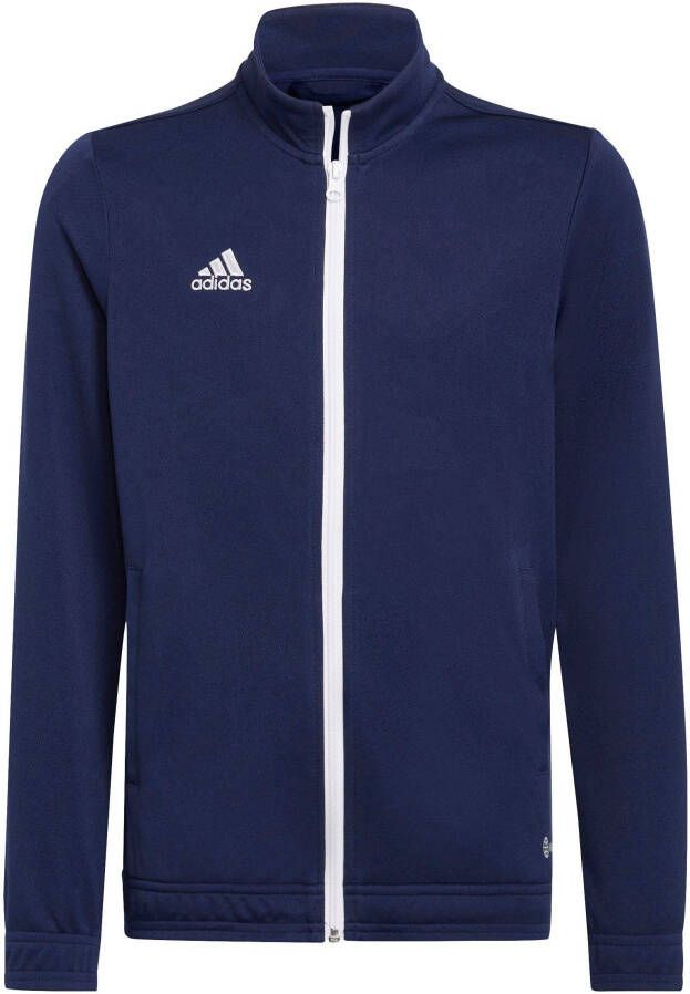 Adidas Perfor ce Junior sportvest donkerblauw wit Polyester Opstaande kraag 140