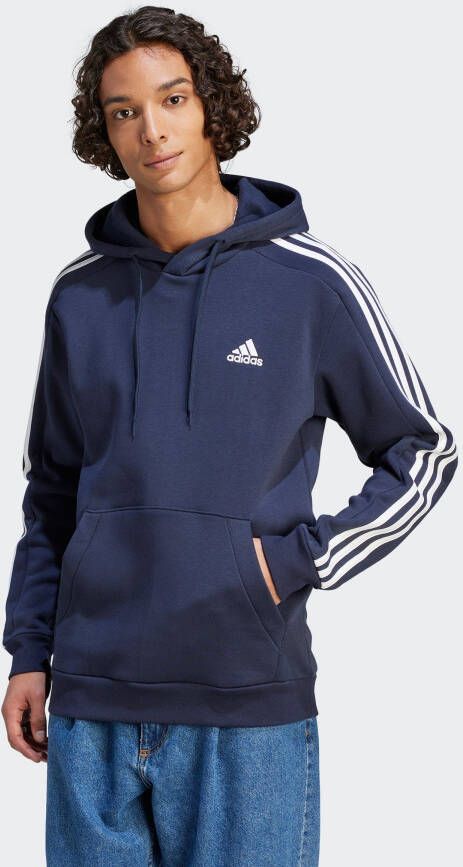 Adidas Essentials Fleece 3-Stripes Hoodie Blauw Heren