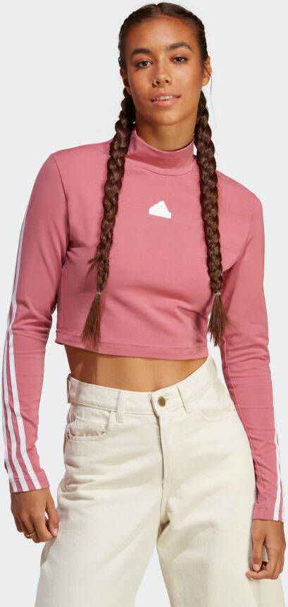 Adidas Sportswear Shirt met lange mouwen FUTURE ICONS 3-STRIPE MOCK nek crop top