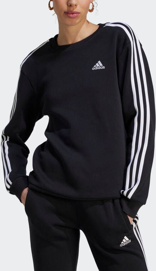 Adidas Zwart Essentials 3-Stripes Fleece Sweatshirt voor Dames Black Dames