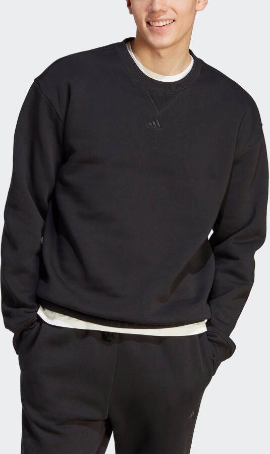 Adidas Zwarte Fleece Sweatshirt met V-stiksels Zwart Heren