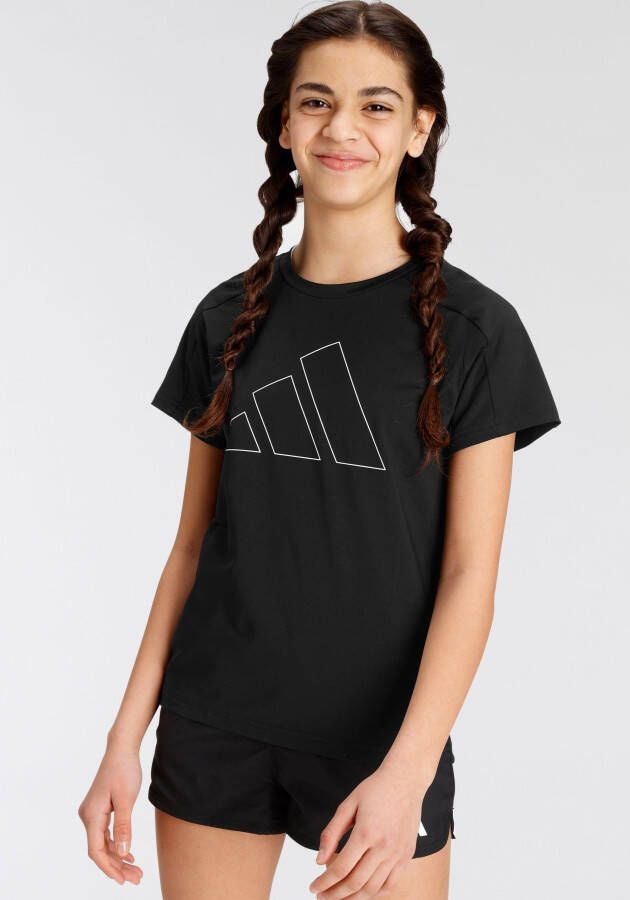 Adidas Sportswear T-shirt met logo zwart wit Sport t-shirt Meisjes Polyester Ronde hals 140