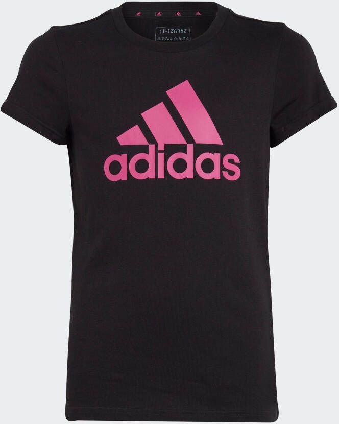 Adidas Sportswear T-shirt zwart roze Meisjes Katoen Ronde hals Logo 170