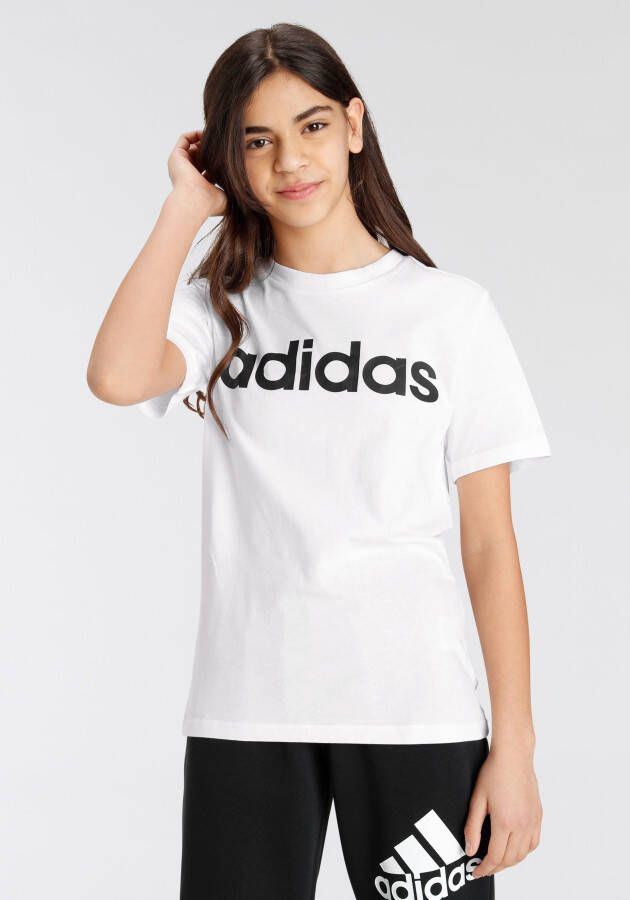 Adidas Sportswear T-shirt met logo wit zwart Katoen Ronde hals 128