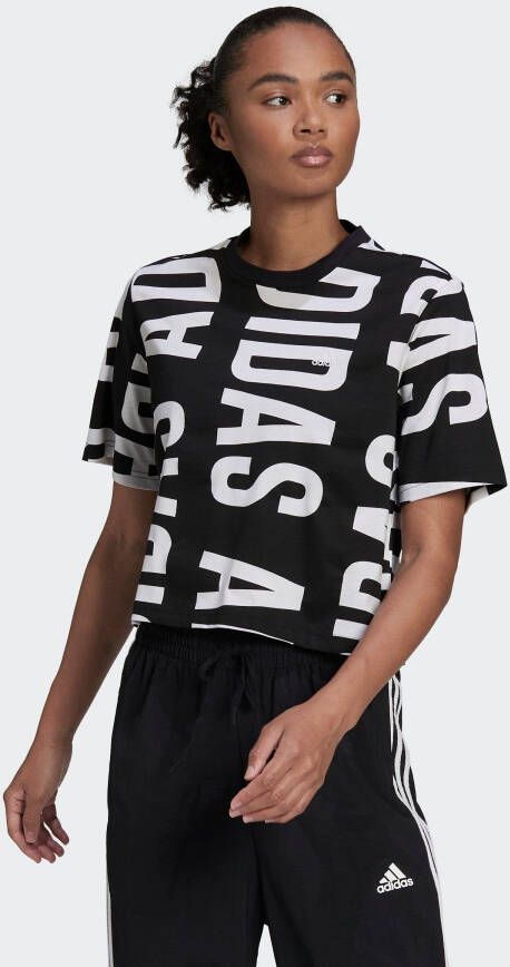Adidas Sportswear T-shirt ESSENTIALS OVERSIZED ALLOVER PRINT CROPPED
