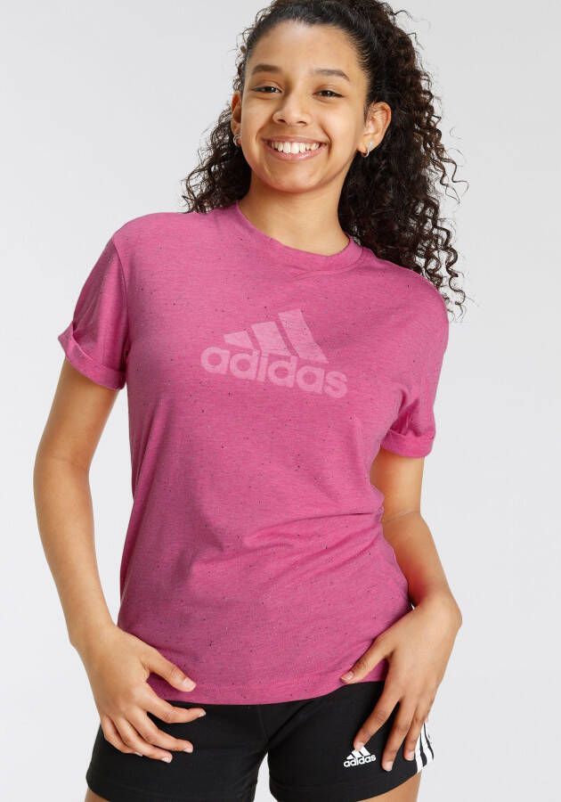 Adidas Sportswear T-shirt met logo roze Meisjes Polyester Ronde hals Logo 170
