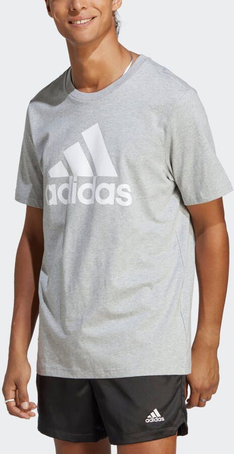 Adidas Grijze Performance T-shirt met wit logo Gray Heren