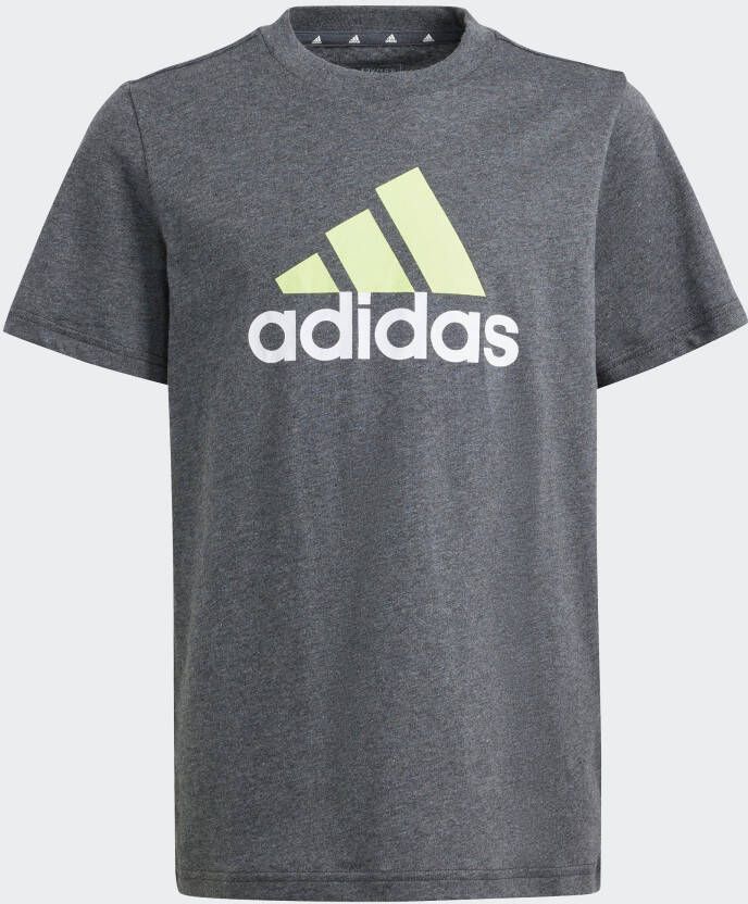 Adidas Sportswear T-shirt grijs melange limegroen Katoen Ronde hals 164